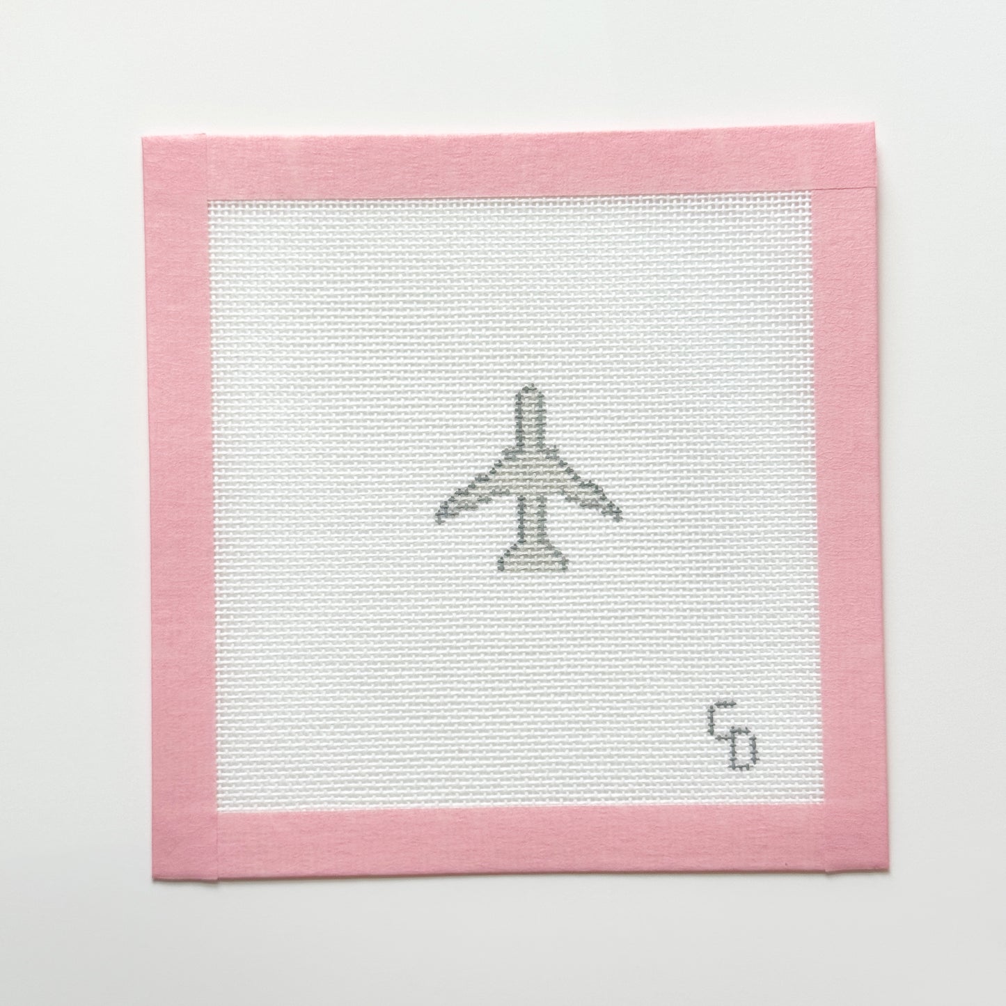 Mini Airplane Grey Needlepoint Canvas, 18 Mesh, 2x2 Design