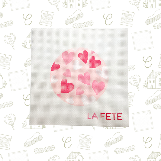 Heart Love Round needlepoint Canvas, 13 Mesh, 5" Round