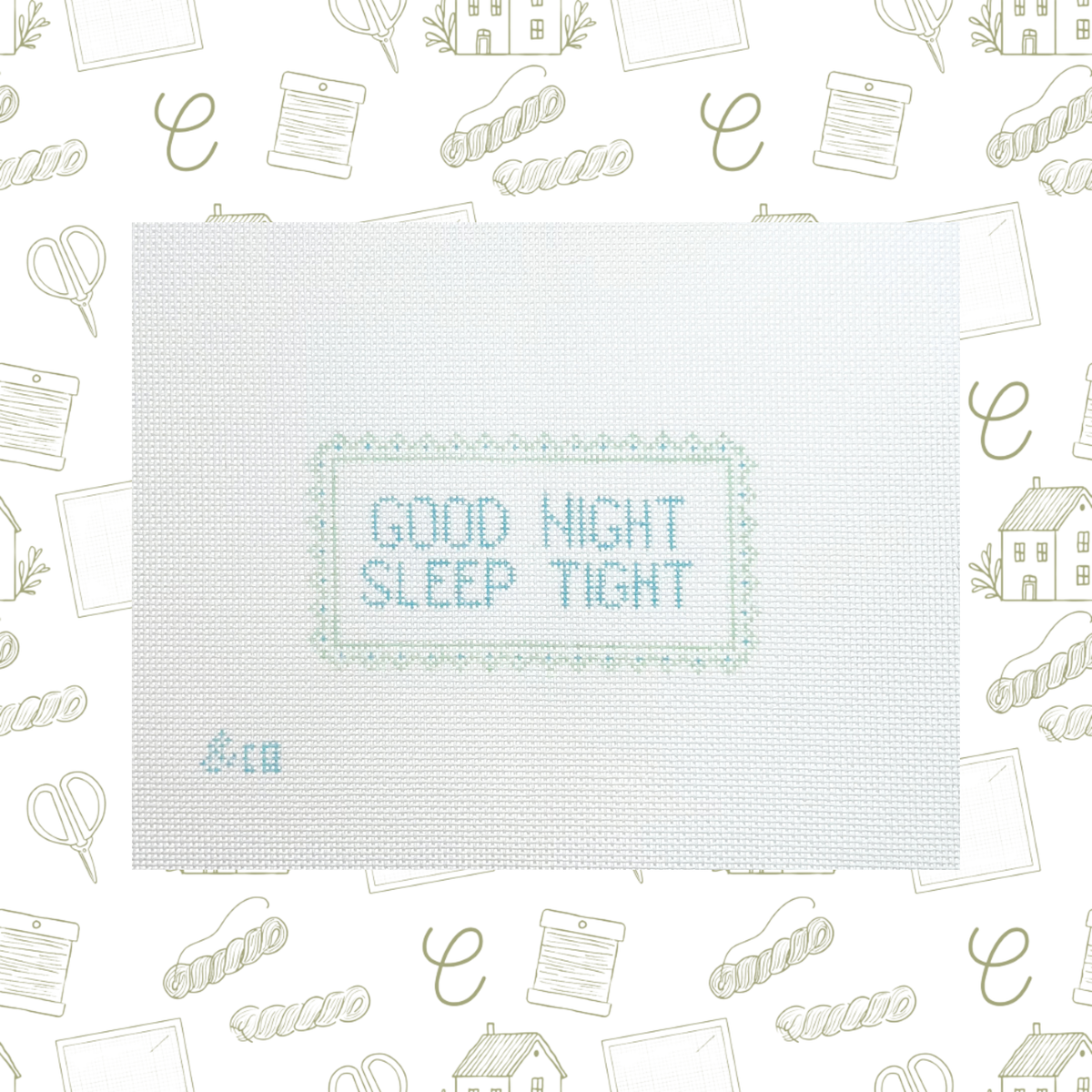Good Night Sleep Tight Stamp Needlepoint Canvas, 18 Mesh, ~ 4"x2" Design Size