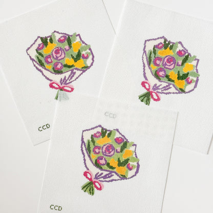 Wholesale Exclusive Flower Bouquet 18 Mesh Hand Painted Needlepoint Canvas 4”