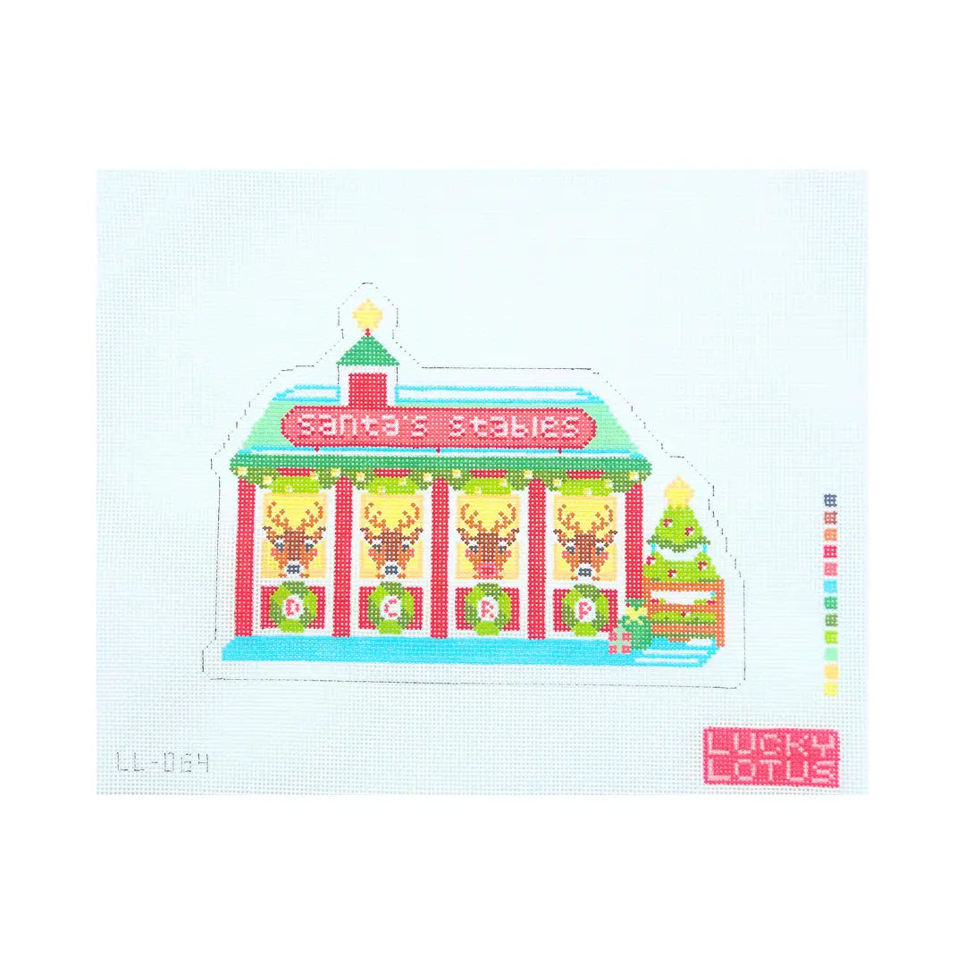 Santa's Stables Christmas Village Needlepoint Canvas, 13 Mesh