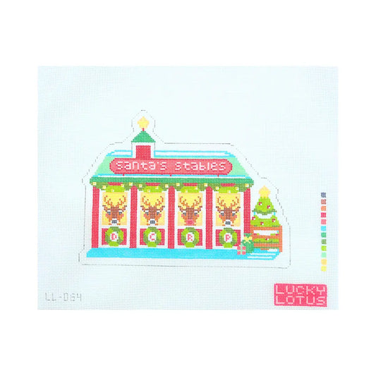 Santa's Stables Christmas Village Needlepoint Canvas, 13 Mesh