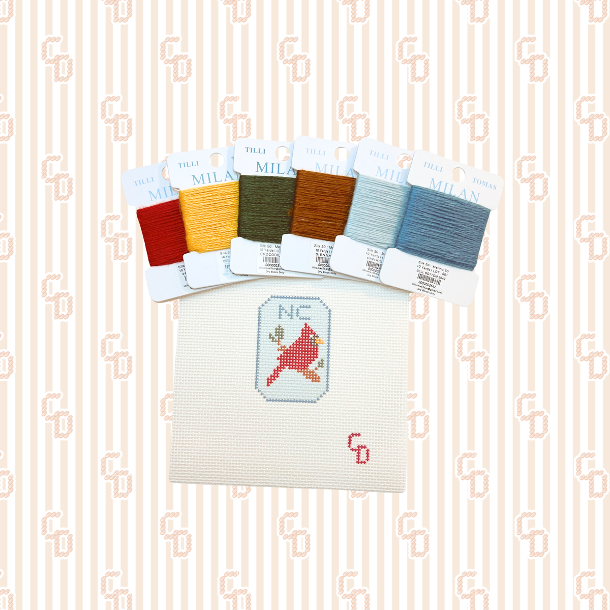 NC Cardinal Tile Needlepoint Canvas, 13 Mesh