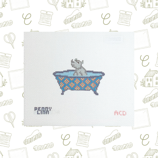 Tub Friends - Rhino Needlepoint Canvas, 18 mesh, 2.5" x 3" Design Size