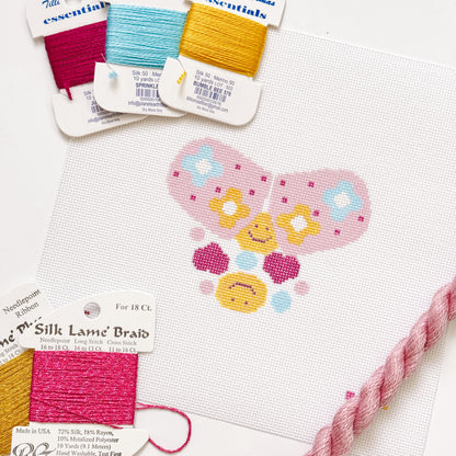 Happy Pills Aesthetic Needlepoint Canvas | Hand-Painted 5” Design on 8"x8" 18 Mesh