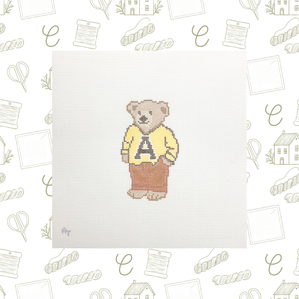 Mountaineers NC College Sweater Bear Needlepoint Canvas, 18 Mesh, 4.5" x2.5" Design Size