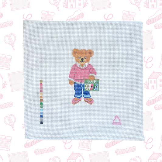 NDLPT Bear Needlepoint Canvas, 18 Mesh, Approx. 4” Design Size
