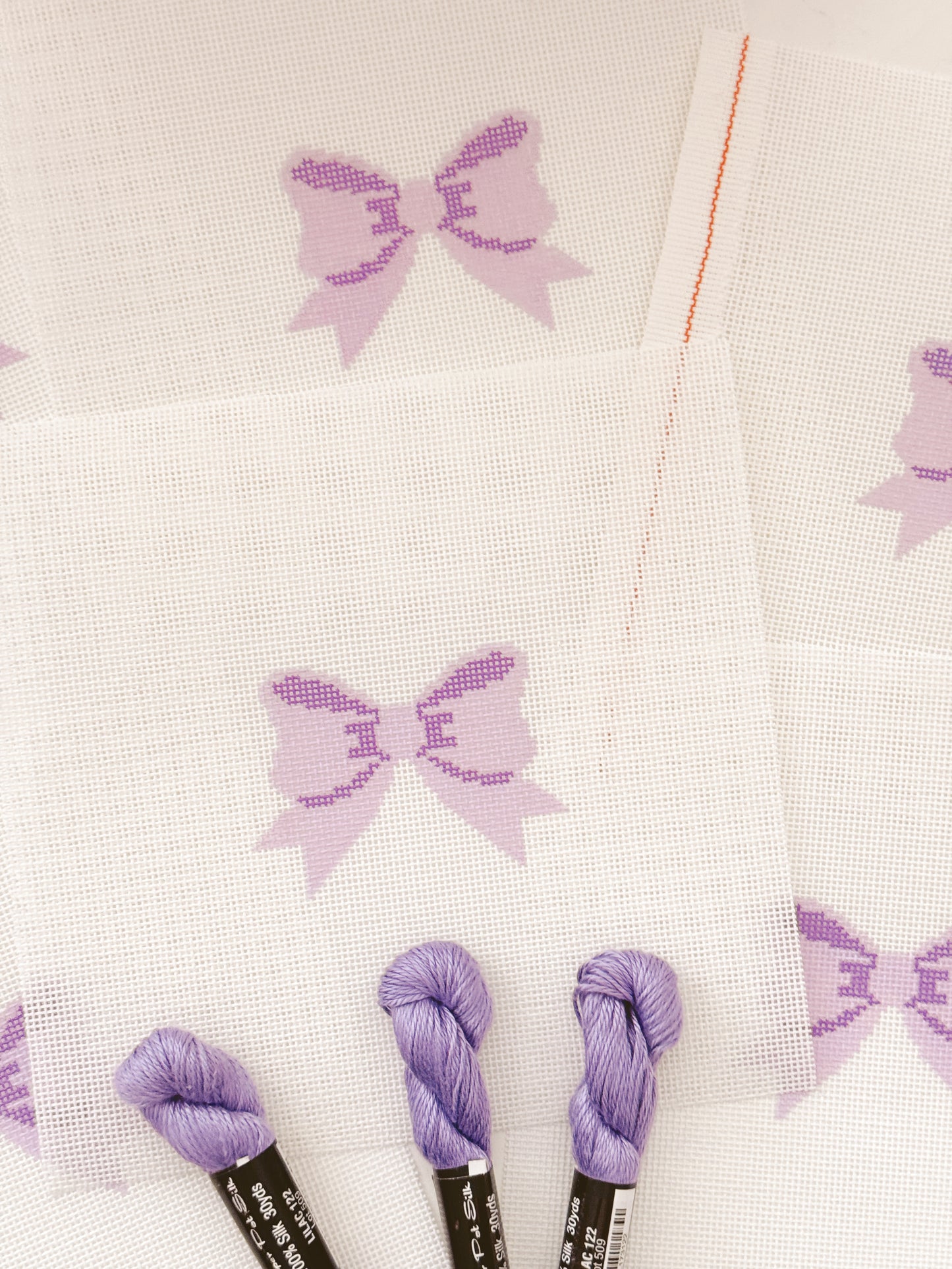 Aesthetic Purple Bow Coquette Needlepoint Canvas, 18 Mesh Bow Beginner Needlepoint Canvas, 2"x3” Bow Canvas