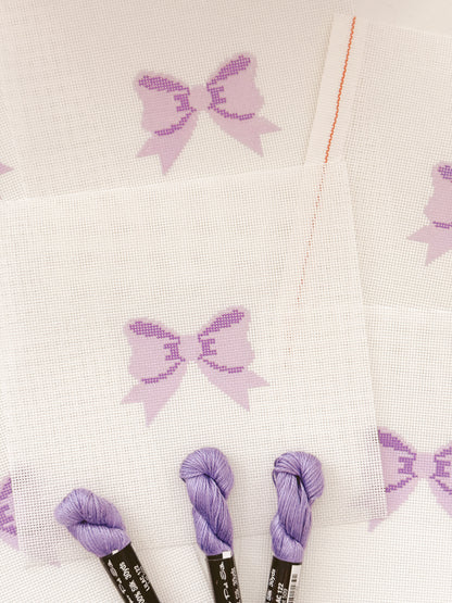 Aesthetic Purple Bow Coquette Needlepoint Canvas, 18 Mesh Bow Beginner Needlepoint Canvas, 2"x3” Bow Canvas
