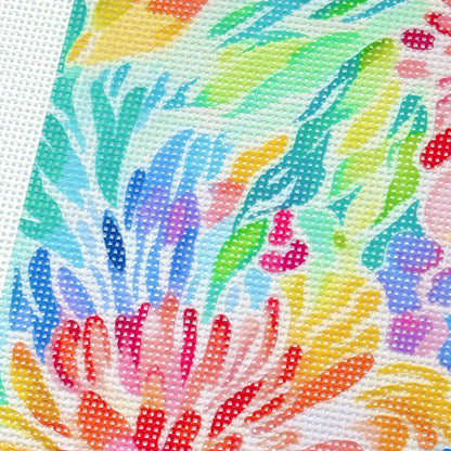 Floral Pillow Artist Printed Needlepoint Canvas 13 Mesh 10x10 Design
