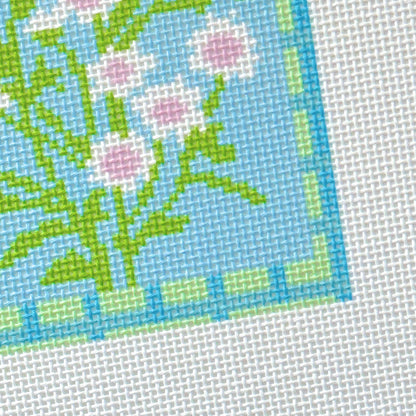Blue Floral Needlepoint Canvas, Pink Flower Needlepoint Canvas, 18 Mesh Floral Needlepoint, Spring Needlepoint Canvas