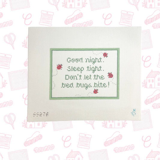 Good Night, Sleep Tight Needlepoint Canvas, 13 Mesh 5" x 7" Design Size