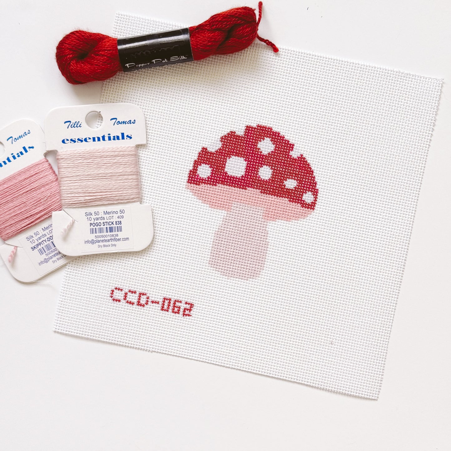 Mini Mushroom Needlepoint Canvas | Hand-Painted 3” Design on 18 Mesh