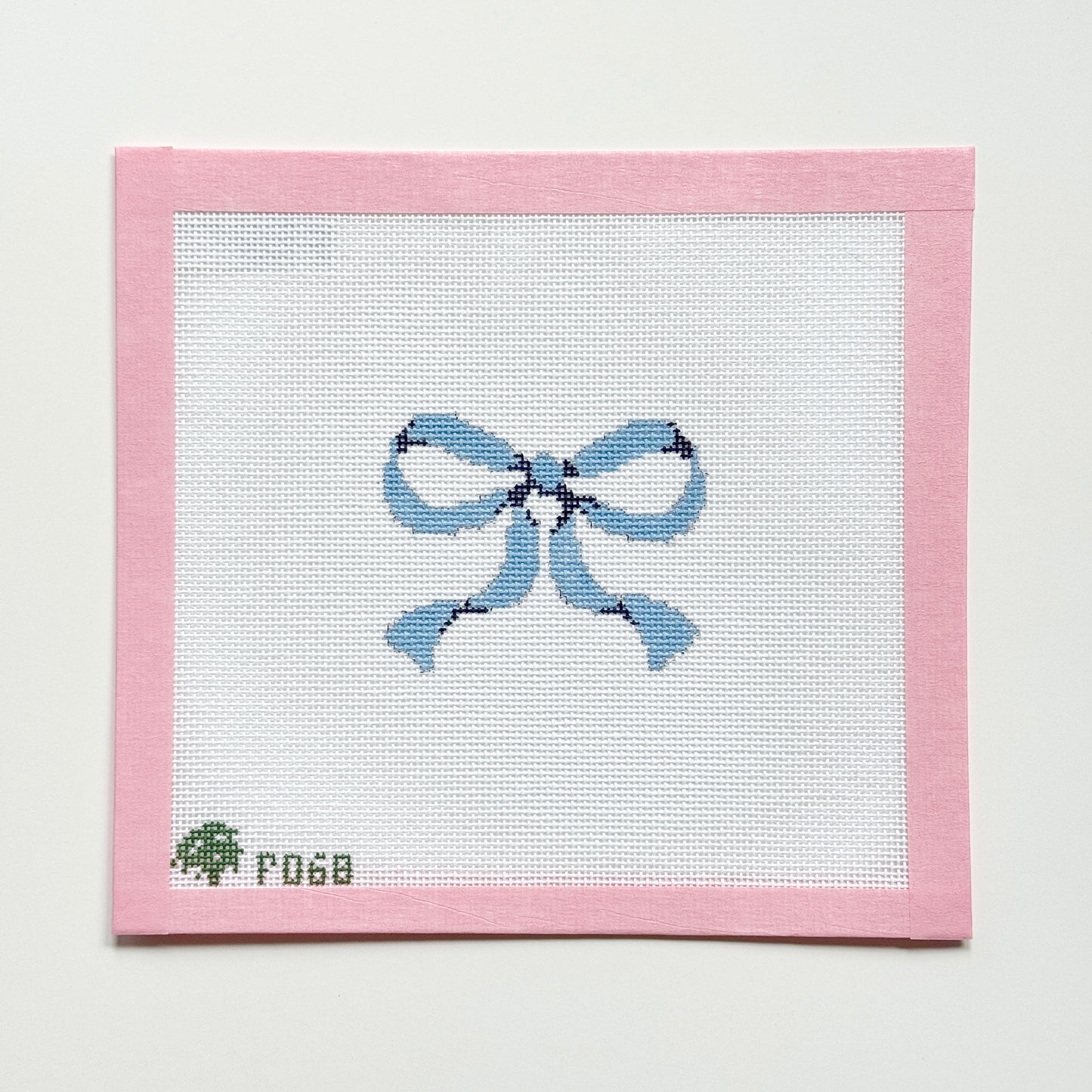 Blue Coquette Bow Needlepoint Canvas, 18 Mesh, 3x3 Design