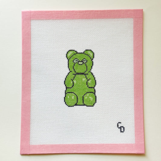 Lime Green Gummy Bear Needlepoint Canvas, Halloween Needlepoint Canvas, 18 Mesh, 2.5x4 Design
