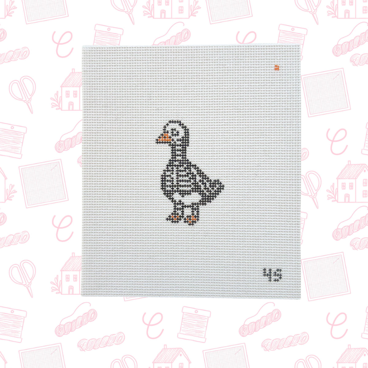 Halloween Skeleton Goose Needlepoint Canvas, 14 Mesh, 2"x3" Design Size