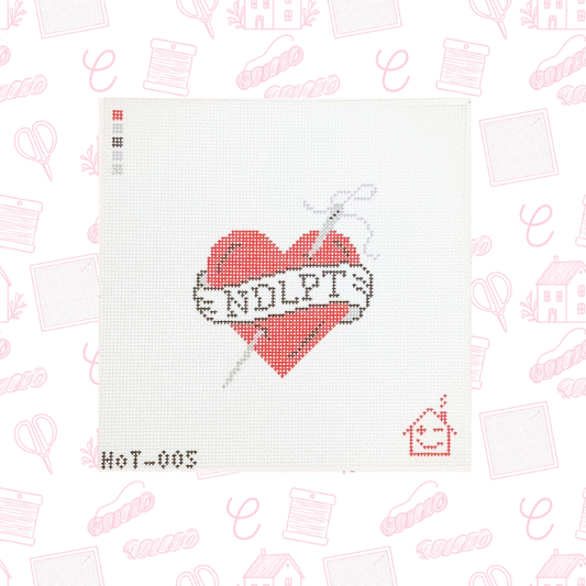 Red NDLPT Heart Needlepoint Canvas, 18 Mesh, 3" x 3.3" Design Size