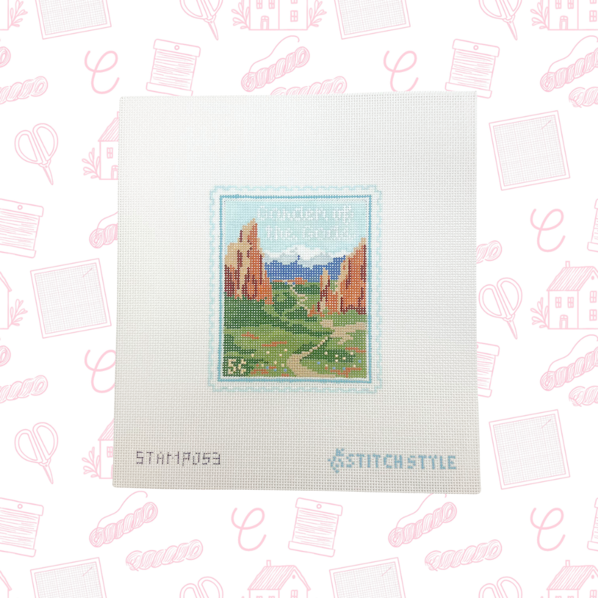 Garden of the Gods Needlepoint Canvas, 18 Mesh, 4" x 4.75" Design Size