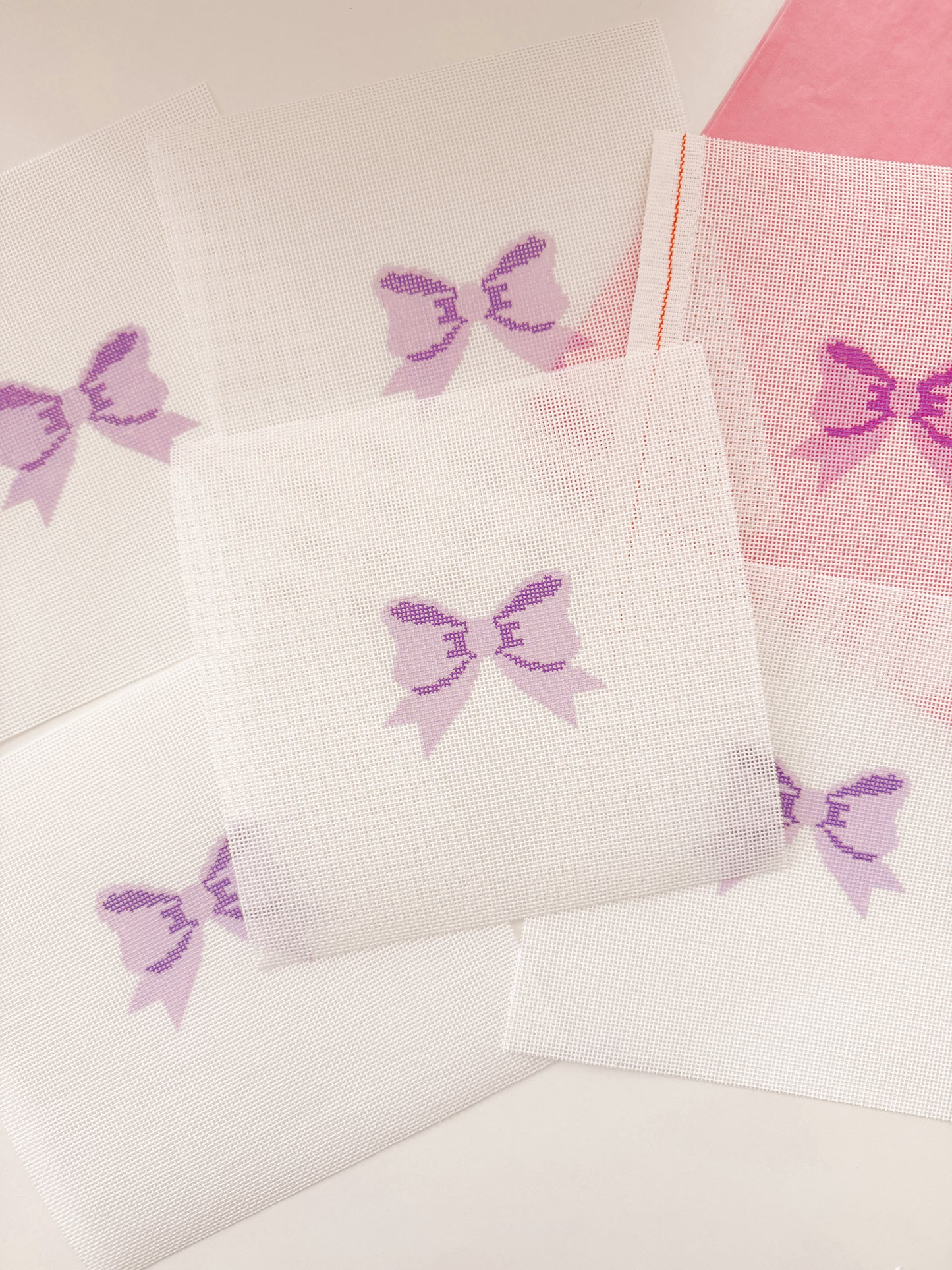 Aesthetic Purple Bow Coquette Needlepoint Canvas, 18 Mesh Bow Beginner Needlepoint Canvas, 2"x3” Bow Canvas