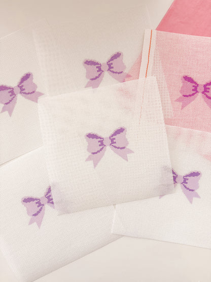 Aesthetic Purple Bow Coquette Needlepoint Canvas, 18 Mesh Bow Beginner Needlepoint Canvas, 2"x3” Bow Canvas