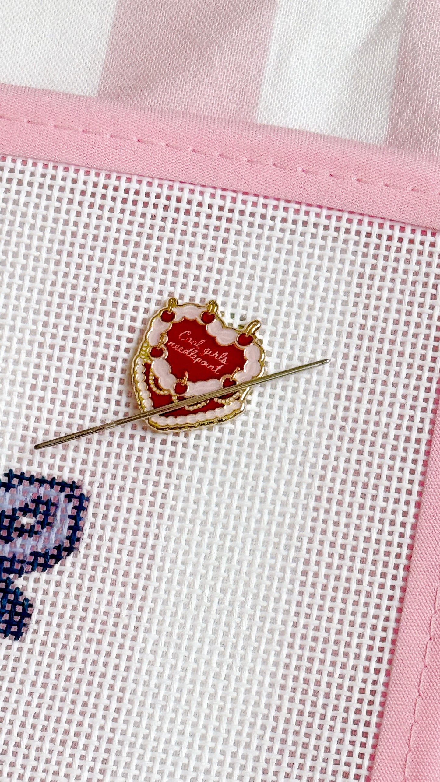 Cool Girls Needlepoint Needle minder, Aesthetic Cake Needle minder, Whimsical Needle minder