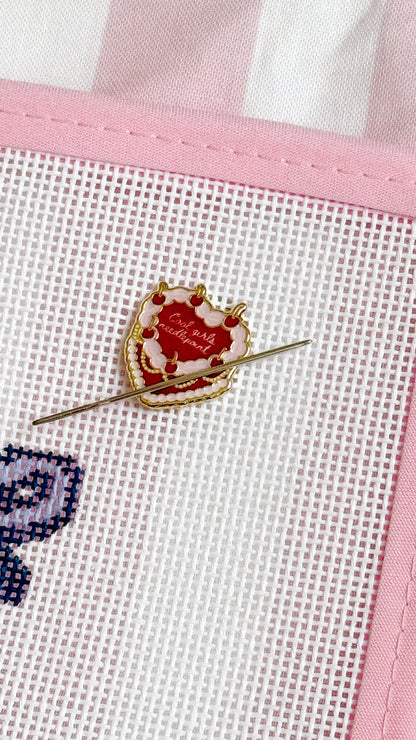 Cool Girls Needlepoint Needle minder, Aesthetic Cake Needle minder, Whimsical Needle minder