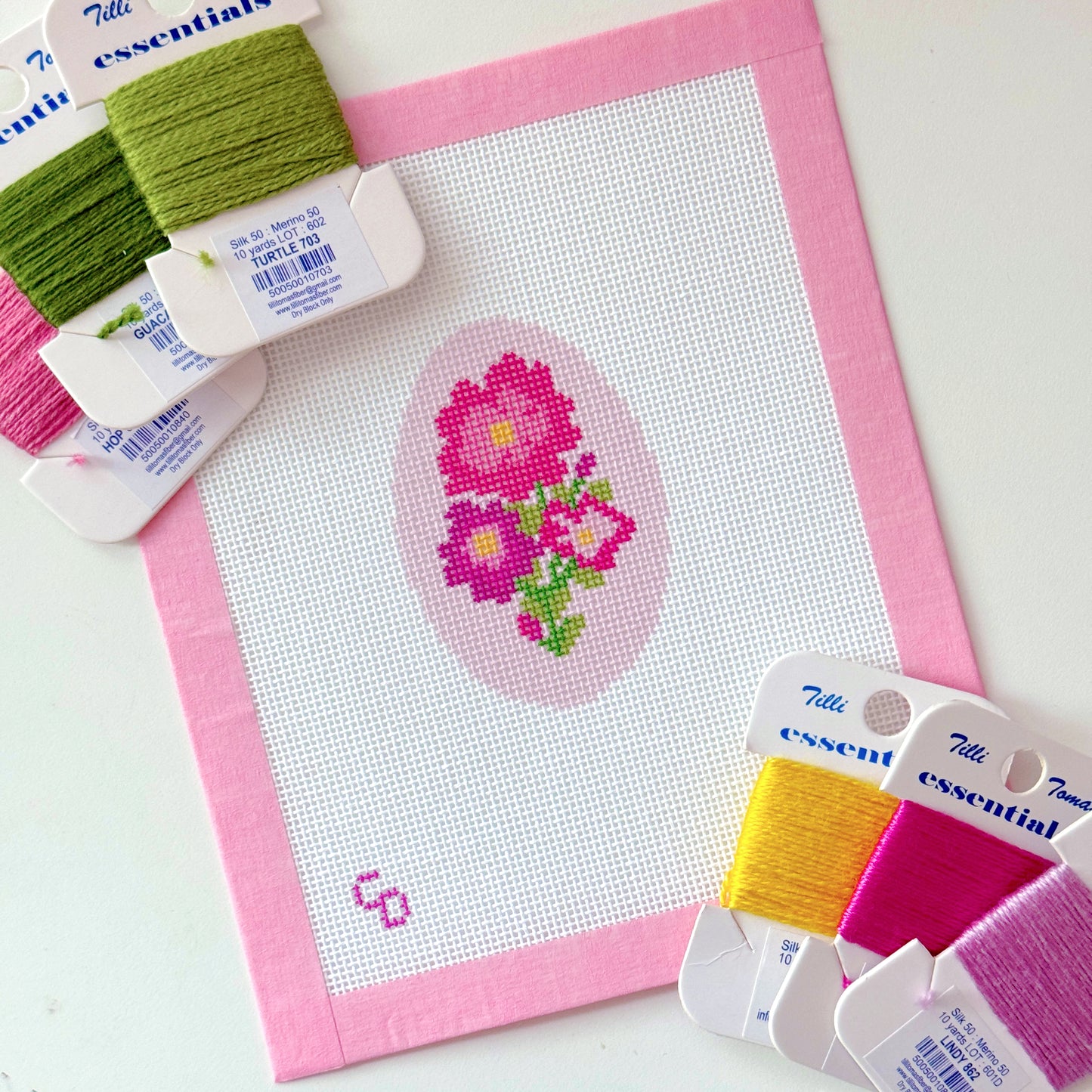 Mini Floral Ornament Needlepoint Canvas, Spring Needlepoint Canvas, Flower Needlepoint Canvas, 18 Mesh, 2x3 Design