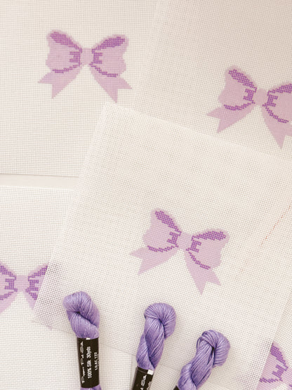 Aesthetic Purple Bow Coquette Needlepoint Canvas, 18 Mesh Bow Beginner Needlepoint Canvas, 2"x3” Bow Canvas