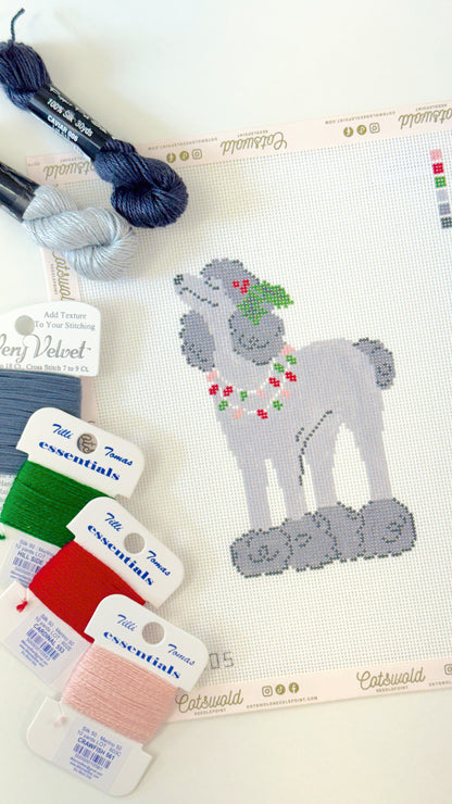 Christmas Poodle Needlepoint Canvas