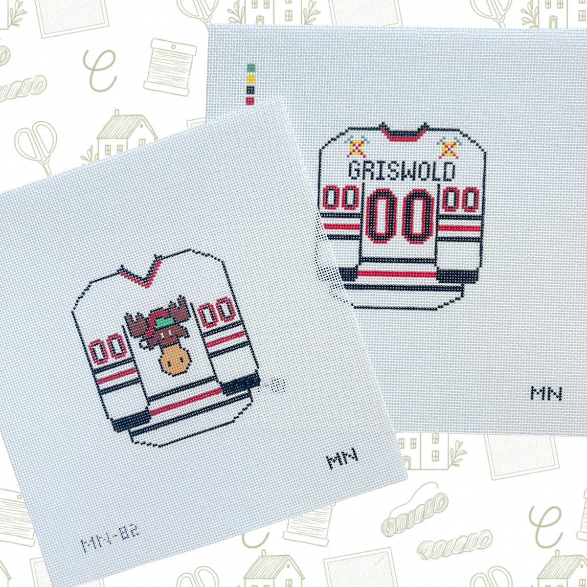 Christmas Vacation Jersey (Back) Needlepoint Canvas, 18 Mesh, 3.3”x3.7” Design size