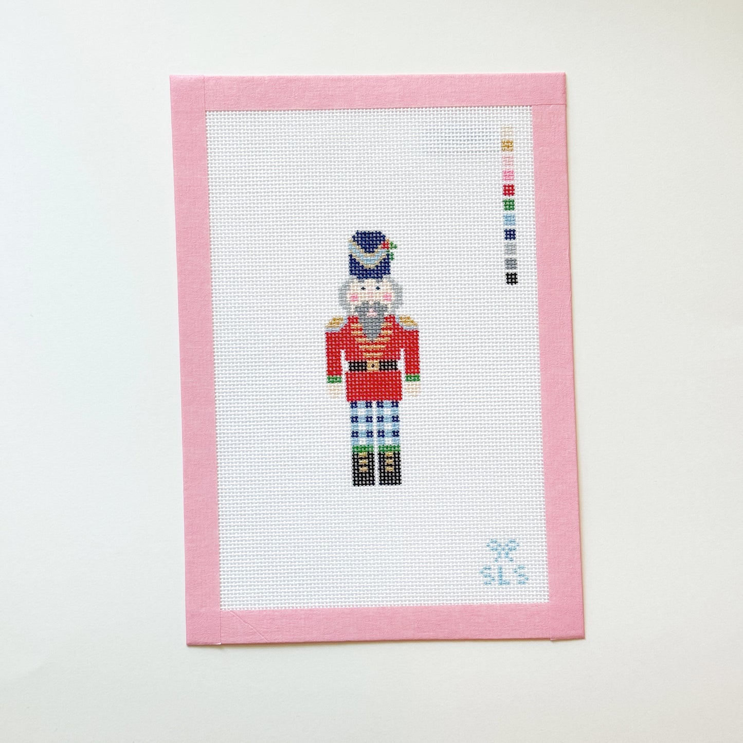 Gingham Nutcracker Classic Christmas Needlepoint Canvas, 18 Mesh, 1.5x3.8 Design