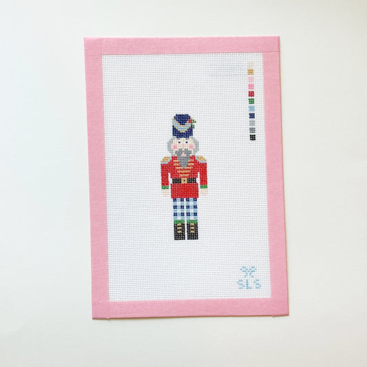 Gingham Nutcracker Classic Christmas Needlepoint Canvas, 18 Mesh, 1.5x3.8 Design