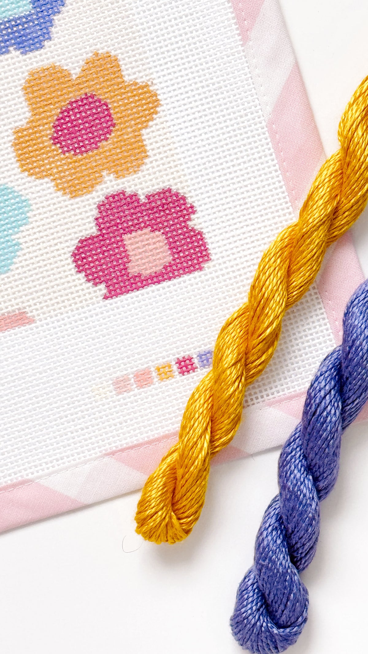Retro Flower Pillow Needlepoint Canvas | Hand-Painted 13 Mesh | 8.5” x 8.5” Design on 12” x 12” Canvas