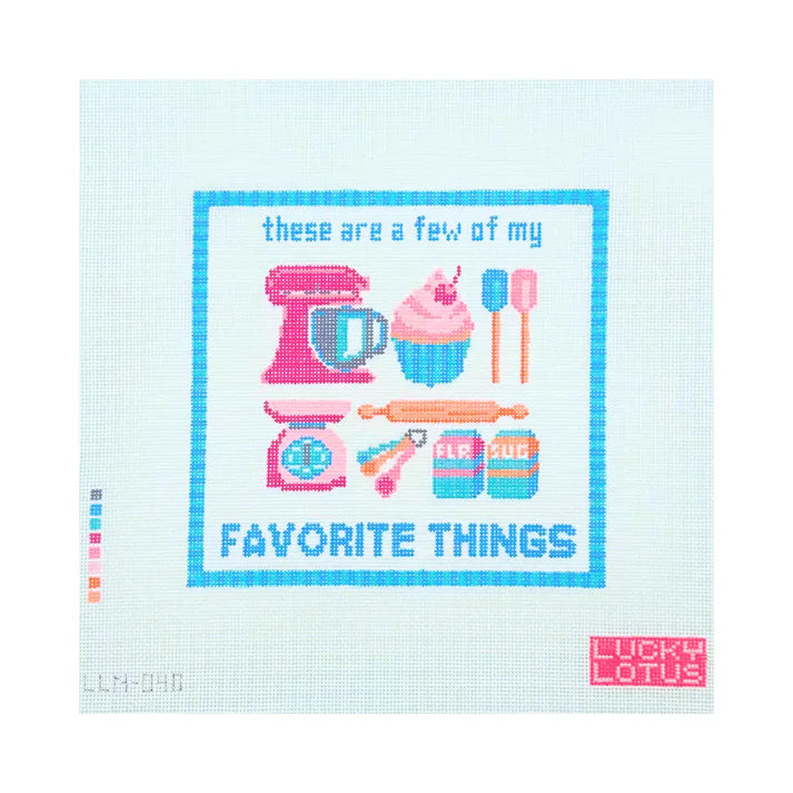 These are A Few Of My Favorite Things Baking Needlepoint Canvas, 18 Mesh, 6x6 Design