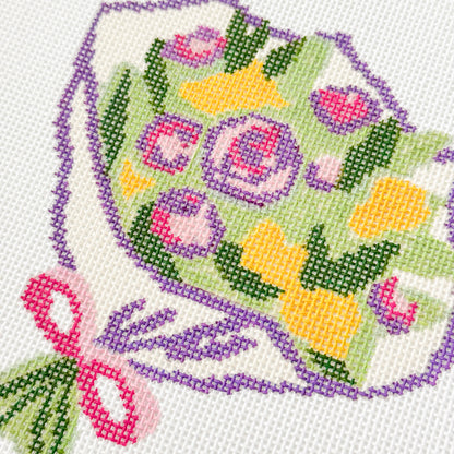 Wholesale Exclusive Flower Bouquet 18 Mesh Hand Painted Needlepoint Canvas 4”