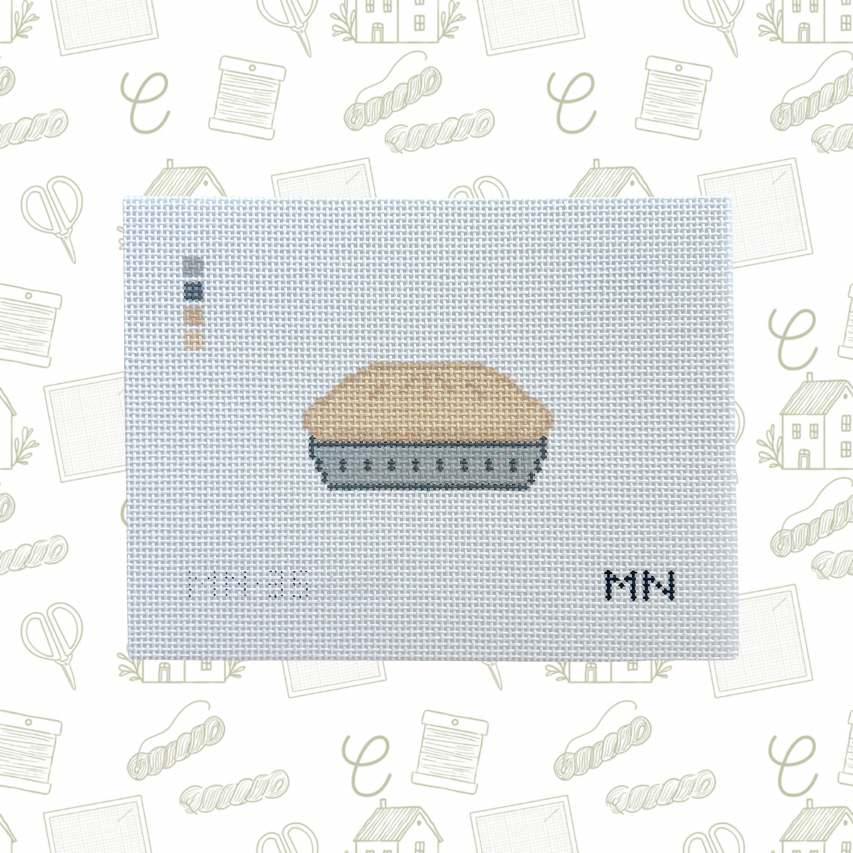 Apple Pie Needlepoint Canvas, 13 Mesh,  3”x1.5” Design Size