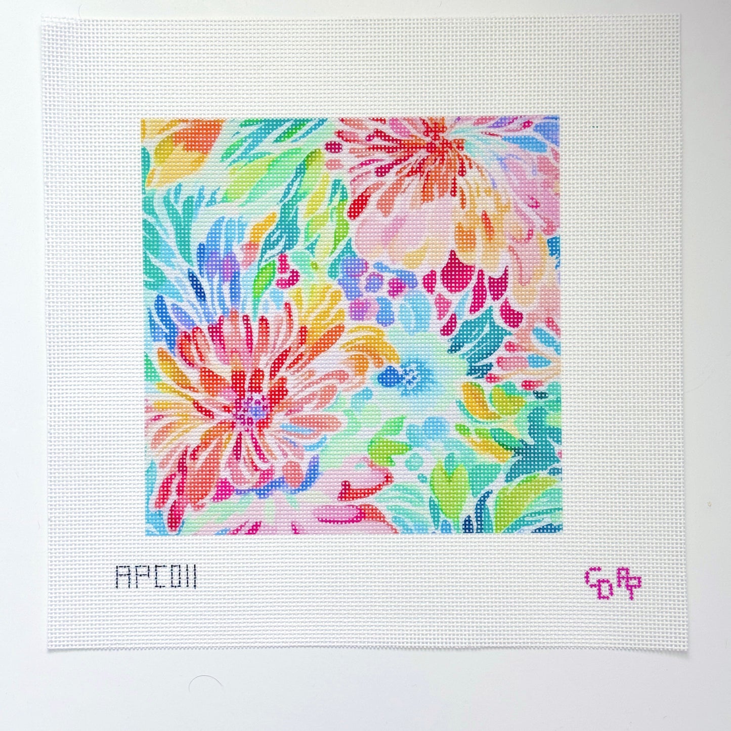 Floral Pillow Artist Printed Needlepoint Canvas 13 Mesh 10x10 Design