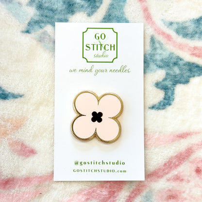 Pink Gold Clover Needleminder, Needlepoint Accessories