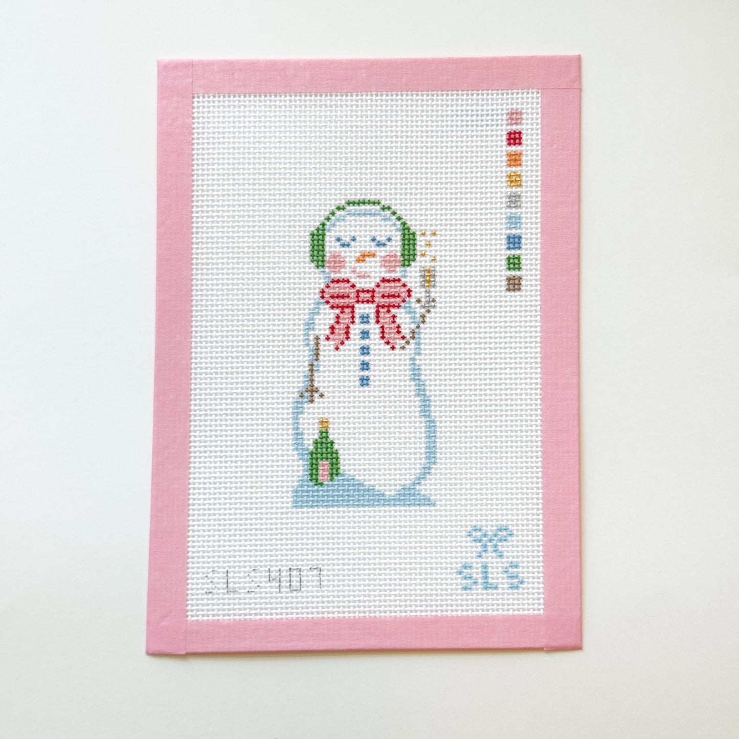 Snow Girl Champagne Glass Winter Needlepoint Canvas, 13 Mesh, 4x2.5 Design