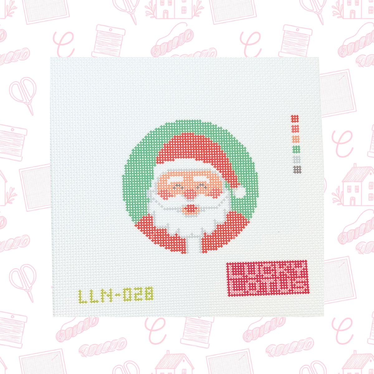 Cheeky Santa Round Needlepoint Canvas, 13 Mesh, 4" Round