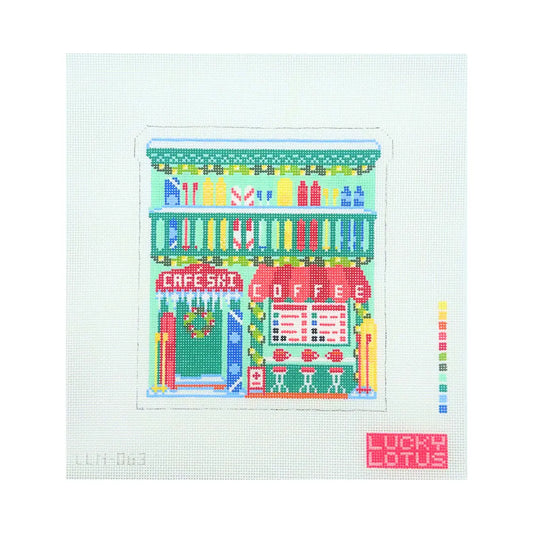 Ski Coffee Shop Christmas Village Needlepoint Canvas, 13 Mesh,