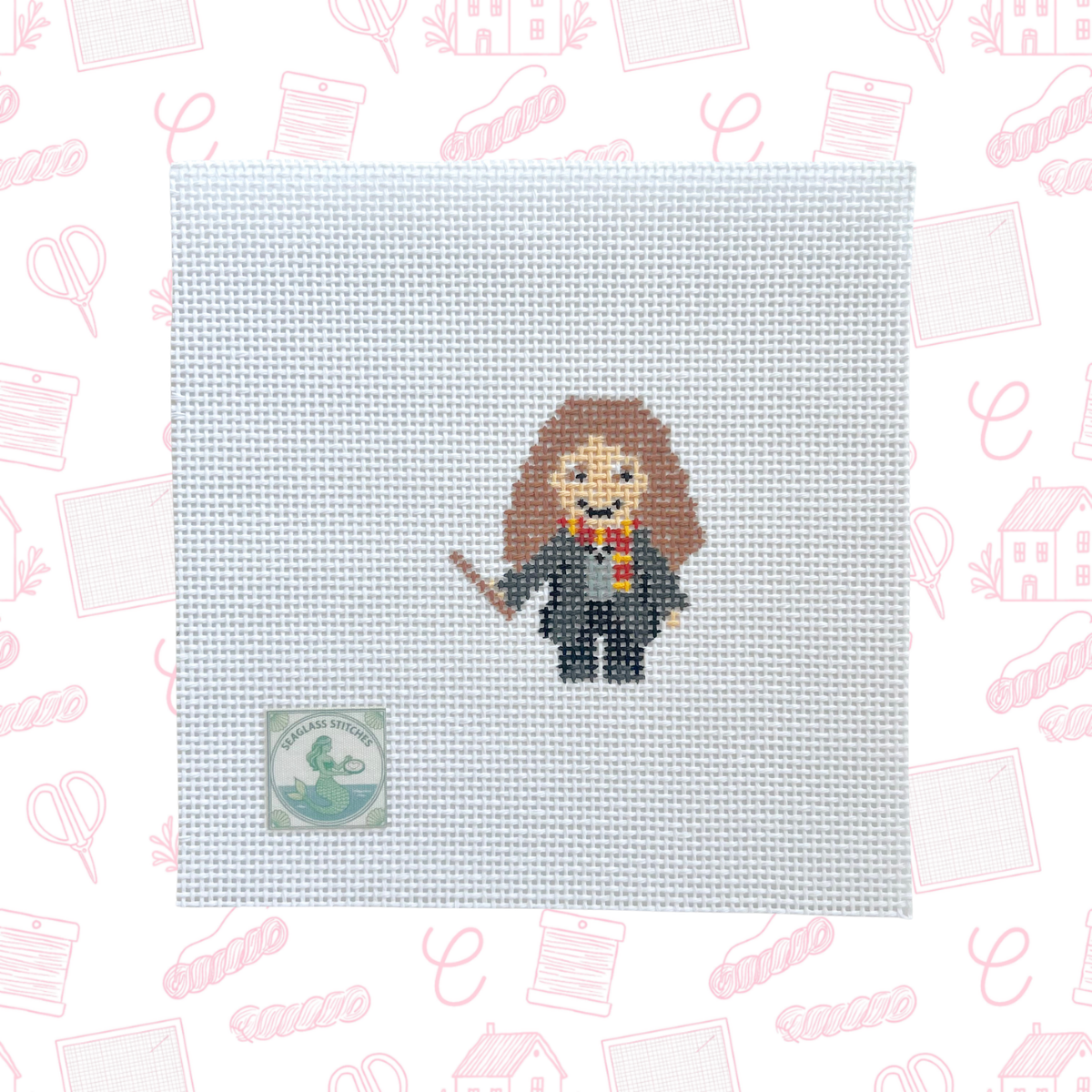 Wizard HP School Girl Needlepoint Canvas, 13 mesh, ~2"x2.5" Design Size