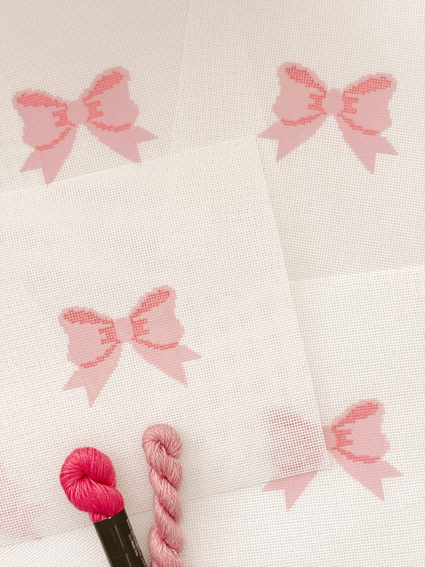 Aesthetic Pink Bow Coquette Needlepoint Canvas, 18 Mesh Bow Beginner Needlepoint Canvas, 2"x3” Bow Canvas