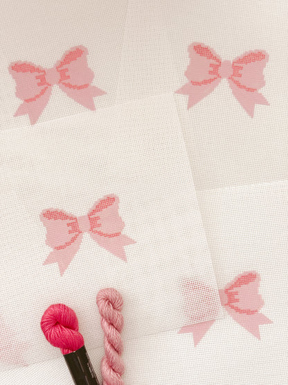 Aesthetic Pink Bow Coquette Needlepoint Canvas, 18 Mesh Bow Beginner Needlepoint Canvas, 2"x3” Bow Canvas