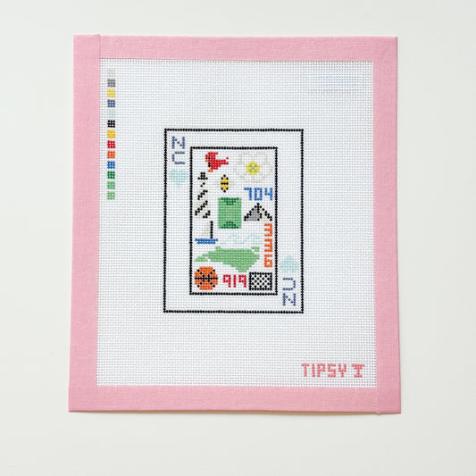 North Carolina Playing Card Needlepoint Canvas, 18 Mesh, 4”x5” Design