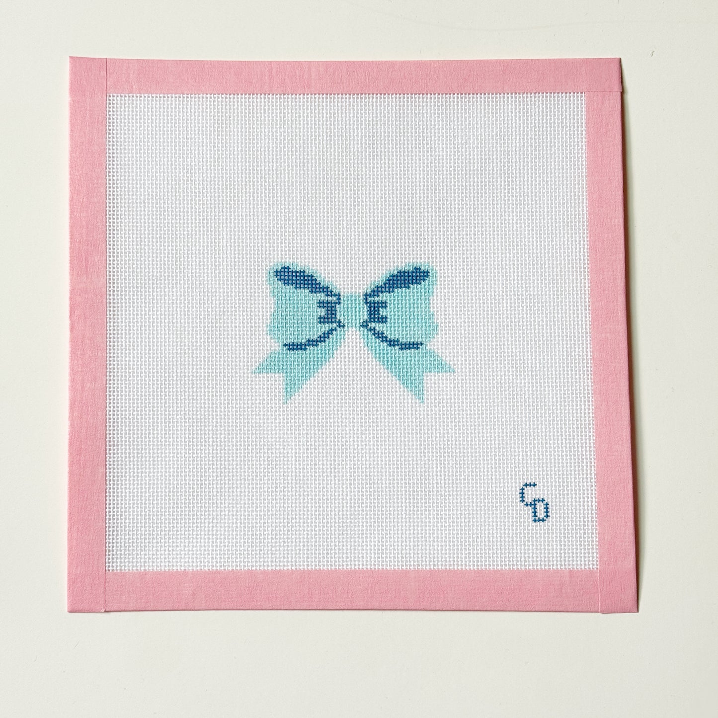 Blue Mini Bow Needlepoint Canvas, 18 Mesh, 2.5x2 Design, Baby Boy Needlepoint