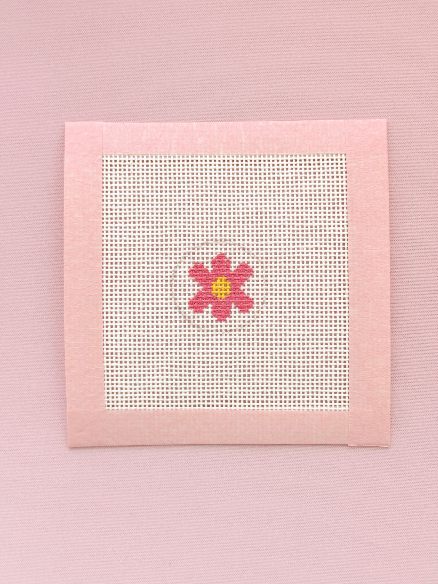 Mini Bag Tag Retro Flower Needlepoint Canvas Hand Painted Key Fob Canvas Mini 1”x1” 18 Mesh