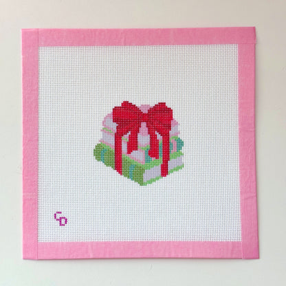 Christmas Books Needlepoint Canvas, Needlepoint Ornament Canvas, Christmas Needlepoint, Bookish Needlepoint, 18 Mesh, 3x3 Design