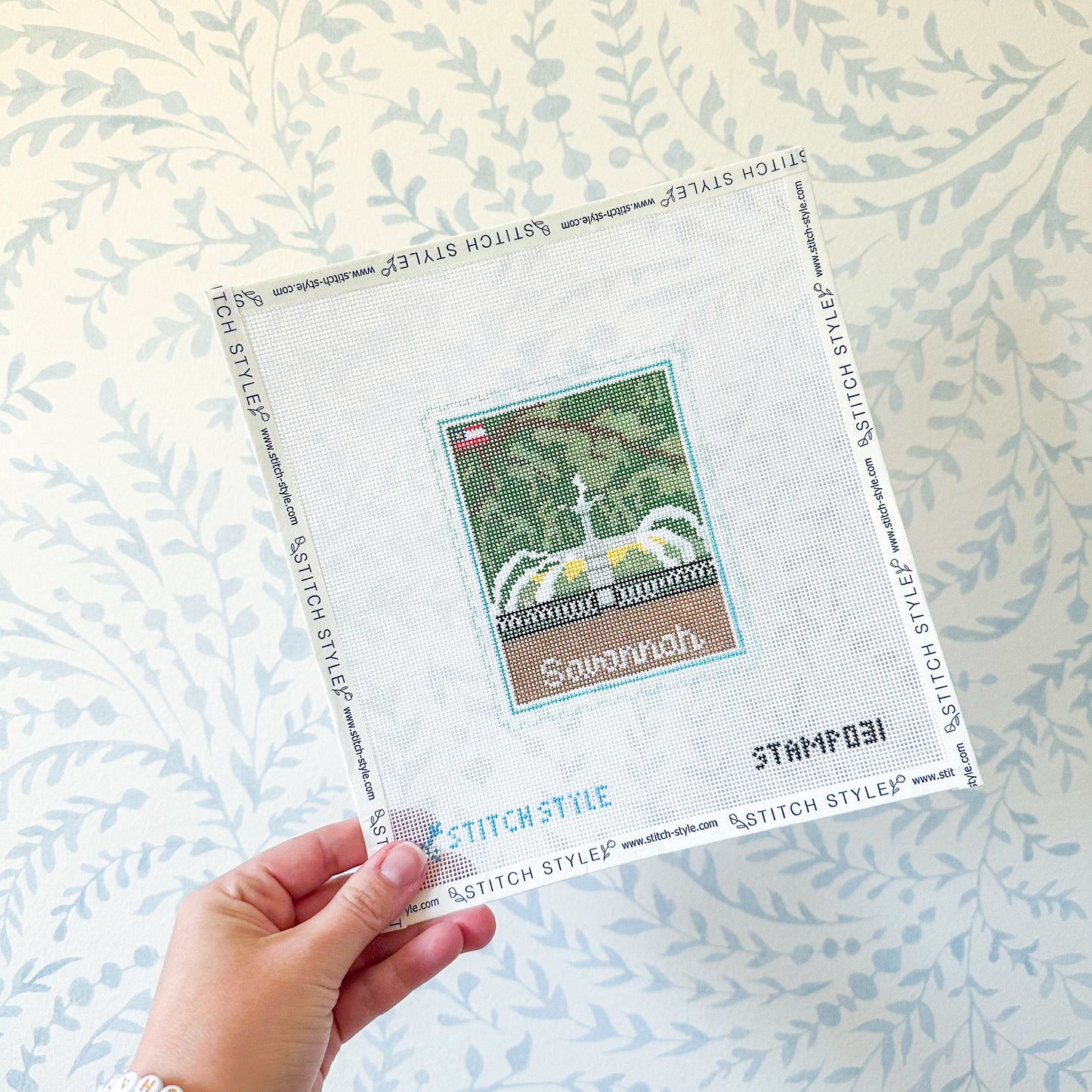 Savannah Travel Stamp needlepoint canvas