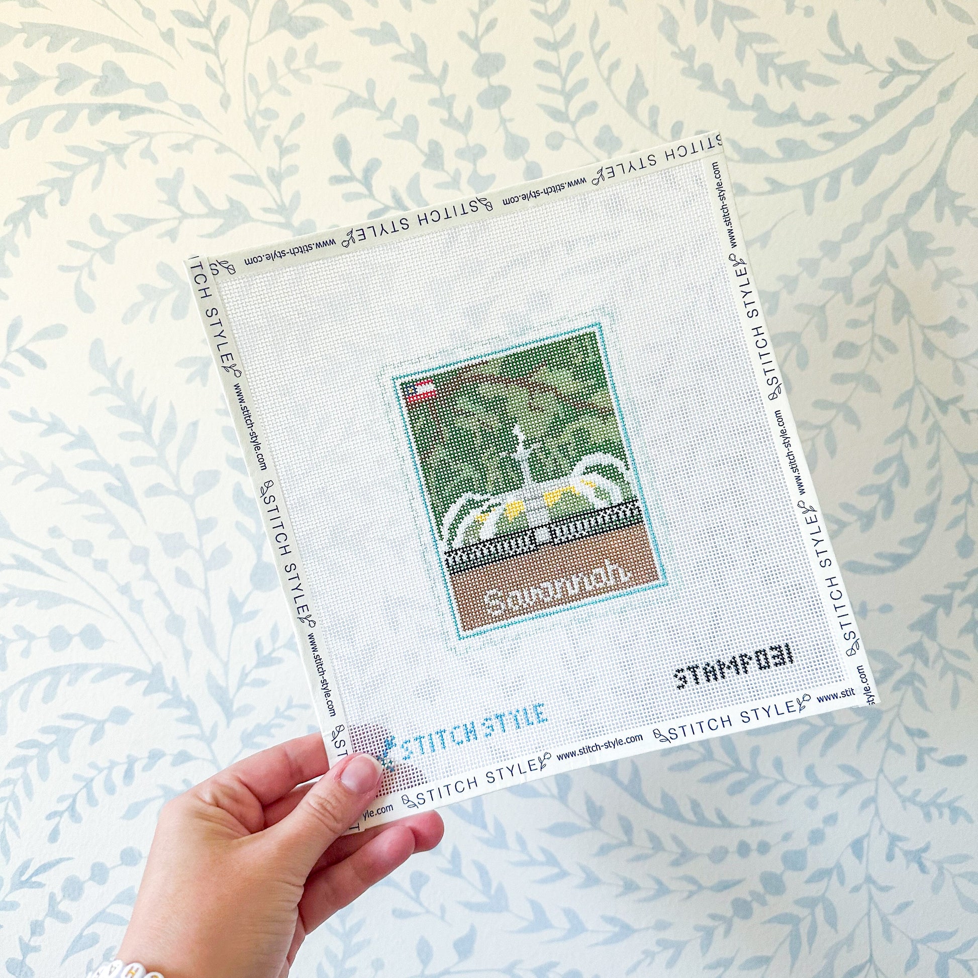 Savannah Travel Stamp needlepoint canvas